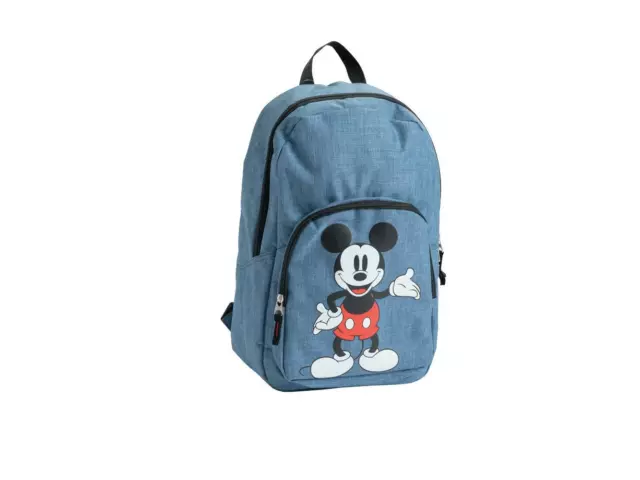 Sac à dos bleu fermeture éclair Mickey Mouse Design sac d'école de voyage 42cm