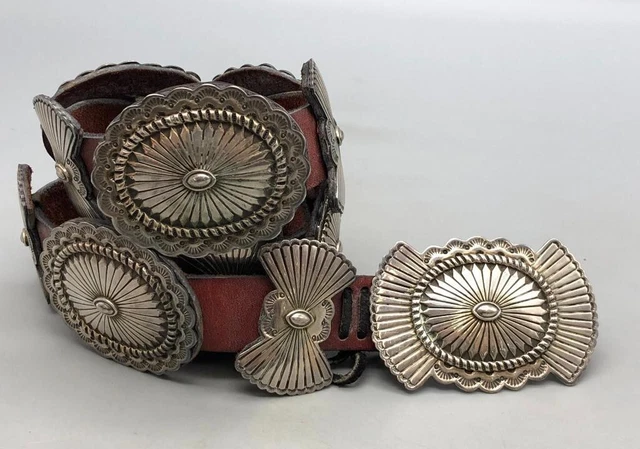 Hefty Sterling Silver Concho Belt Hefty Sterling Silver Concho Belt
