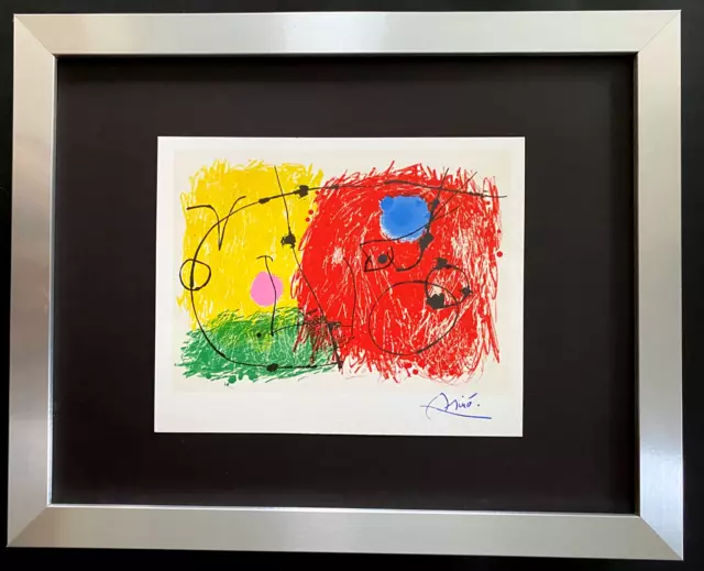 Joan Miro 1964 Beautiful Signed Print+  Mounted & Framed In A New Silver 14X11