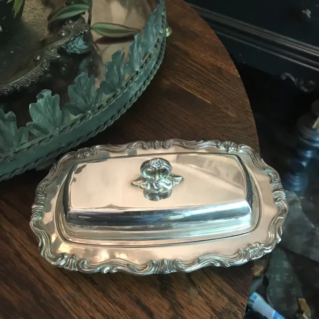 Vintage F.B.Rogers Silver Co. 1959 Silverplate Covered Butter Dish  - Beautiful