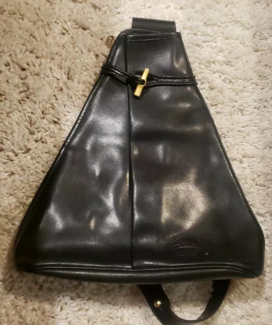 Longchamp Black Leather Offshoulder Backpack Shoulderbag