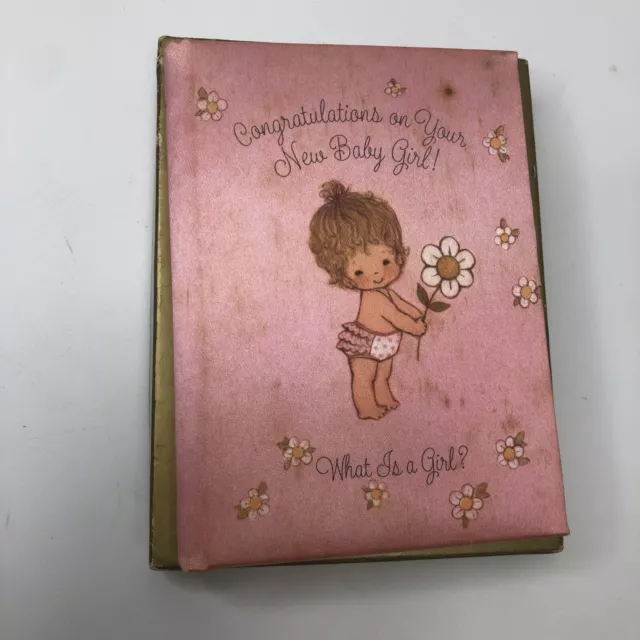 1972 Hallmark Keepsake Treasures What Is A Girl? Pink Book Satin in box New Baby