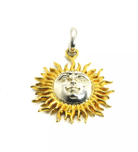 Vintage Sergio Bustamante Mexico Sterling Silver & Gold Vermeil Sunface Pendant