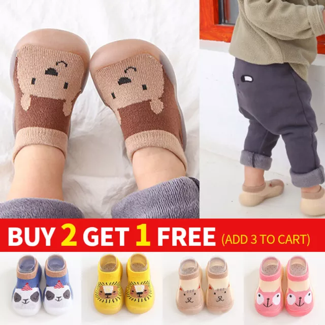 Newborn Cotton Soft Non-Slip Baby Shoes Toddler Spring Slippers Socks Sandals UK