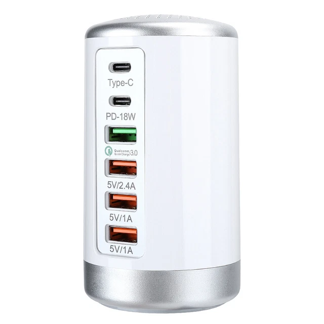 Hub De Chargeur Rapide 6 Ports USB Type Qc3.0 Pd 18w Station De Recharge Pour F