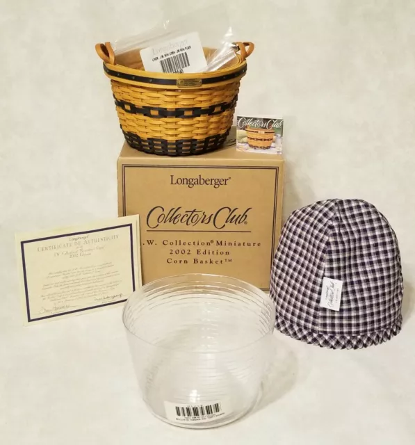 MINT Longaberger 2002 Collectors Club JW Miniature Corn Basket Combo