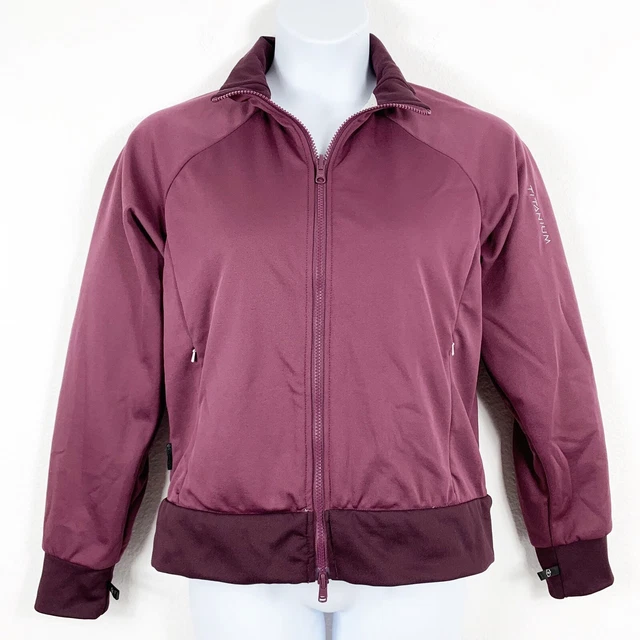 Columbia Large Sweatshirt Jacket Zip Up Titanium Maroon Zip Pockets Womens