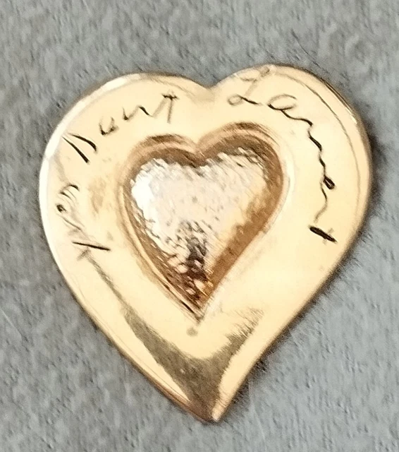 Broche Cœur Vintage Jacques Esterel - Métal Doré Et Résine Verte, Made In France Années 80, Occasion