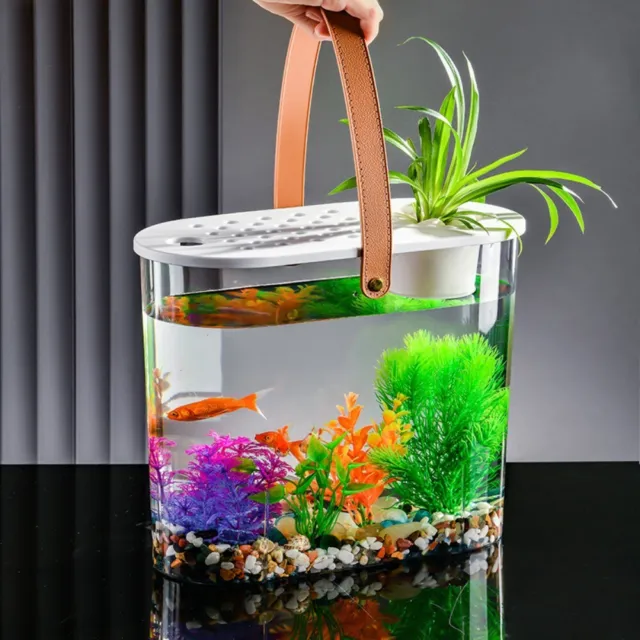 Shatterproof Aquaponic Fish Bowl Plastic Hydroponic Fish Tank  Office Decor