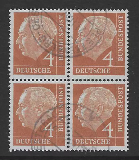 Deutschland BRD Briefmarken v 1954 Mi.Nr. 178x Vierer-Block gestempelt Th. Heuss