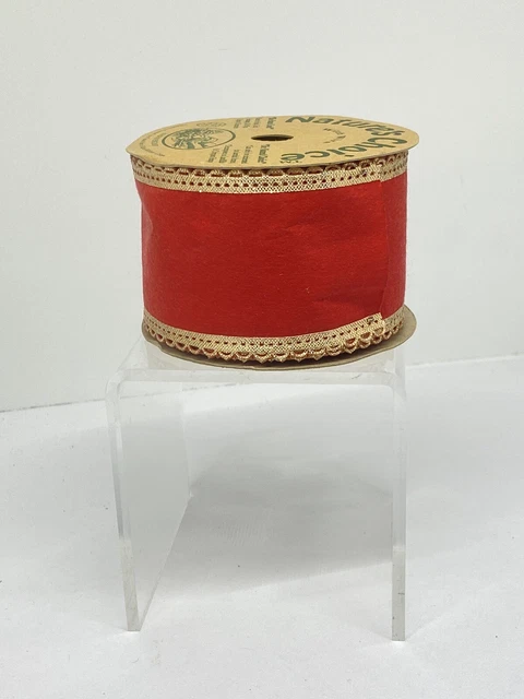 Cinta Oro Rojo 2,5"" X 10 Yardas Naturas Elección Inglaterra Reciclado Navidad Cableado