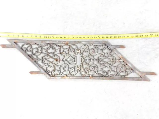 Vintage Pediment Cast Iron Ornamental Scroll Wall Decor Art Stair Rail Panel SI