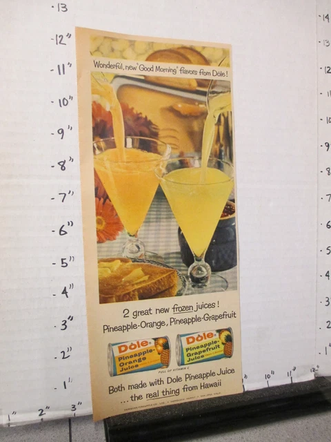 newspaper ad 1959 DOLE pineapple orange grapefruit juice drink mix can POUR