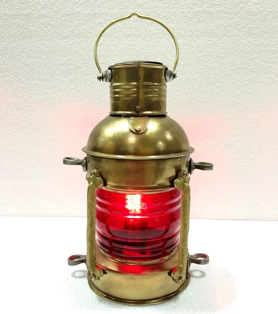 Vintage Iron Red Lamp Maritime Ship Lantern Boat Light Home Decor 10 inch