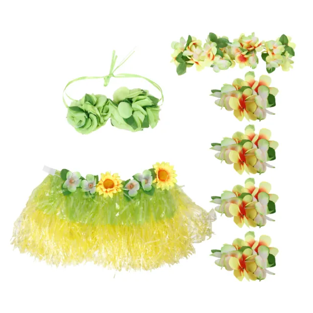 1 Set Hawaiian Luau Hula Jiron Trouour Kids Tropical Party Costume accessoires