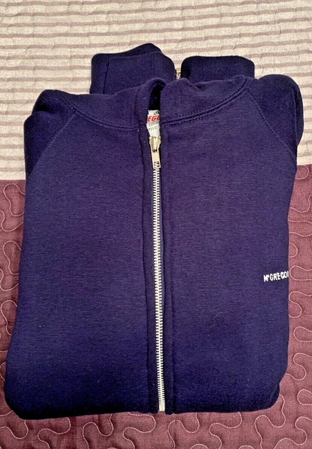 McGREGOR Navy Blue Full Zip Thick Waffle Lined Hoodie Sweatshirt men's XL