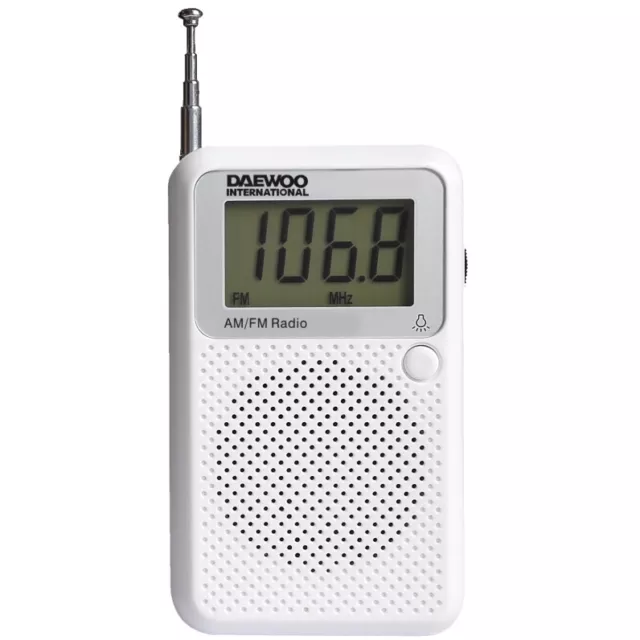 Radio de Bolsillo digital Daewoo AM/FM DRP-115 color blanco (NUEVO)