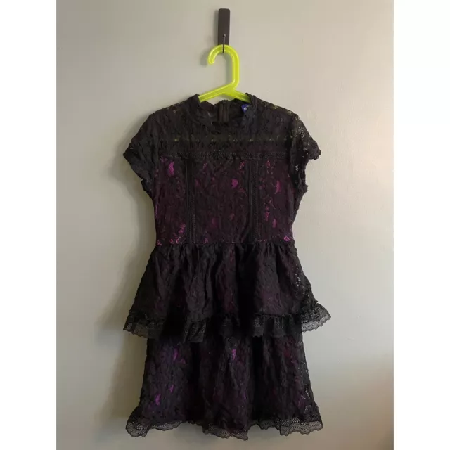 Disney Descendants Lace Dress Girls Mal Tiered Overlay Black Purple Size M