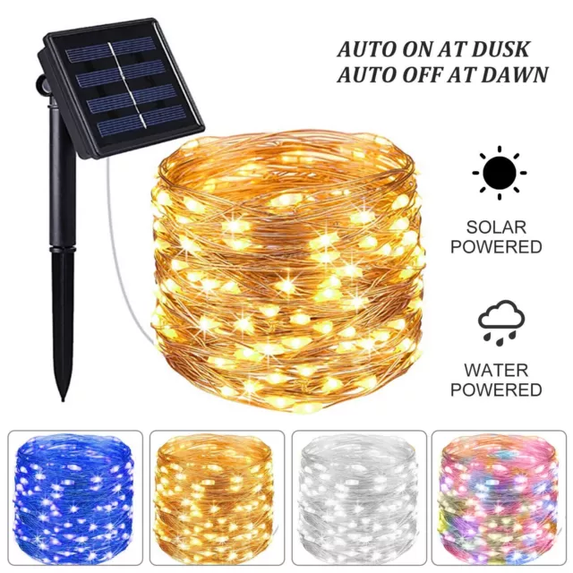 8 Modes LED Solar Fairy String Lights Waterproof Copper Wire Garden Outdoor UK