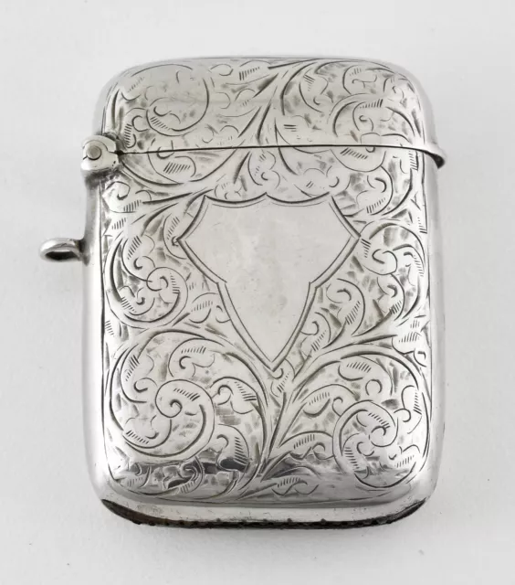 Antique English Solid Silver Edwardian Vesta Case, William Hair Haseler, 1910