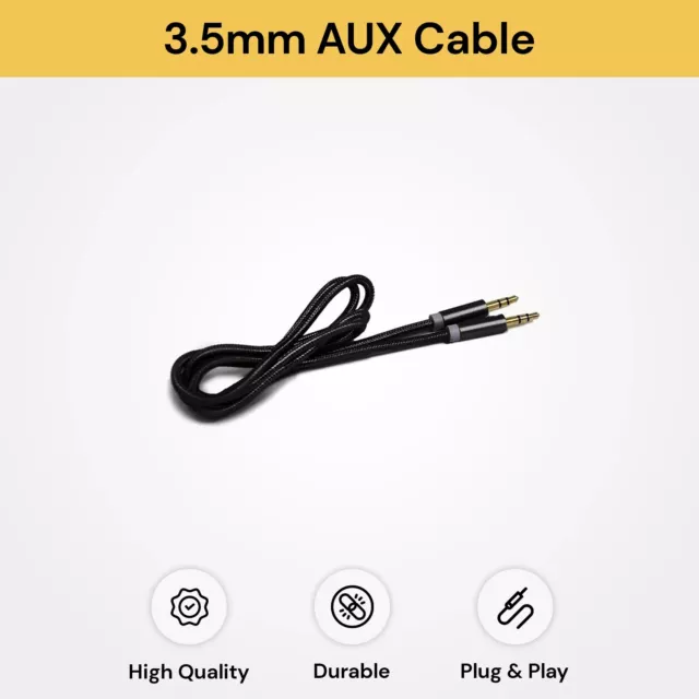 3.5mm Audio Cable Stereo Auxiliary AUX Cord Gold-Plated Male to Male Braid Cable