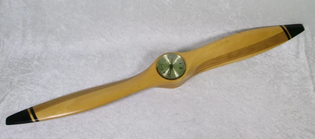 Replica Wooden Airplane Propeller Clock Black Stripes 44 Long 4-1/2 T 3.5in Deep