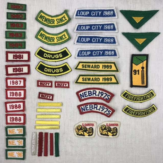 Lote De Colección De Costura Años Bordados Drogas Lucha contra Bomberos PEQUEÑO Nebraska