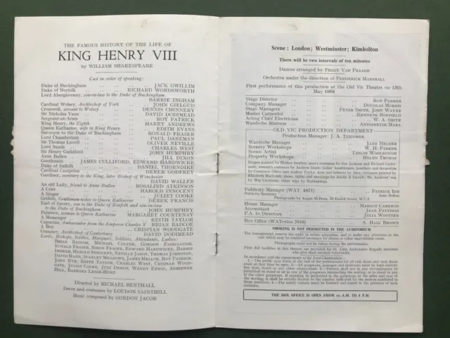 1957 Old Vic King henry VIII Theatre Programme Edith Evans  John Gielgud 3