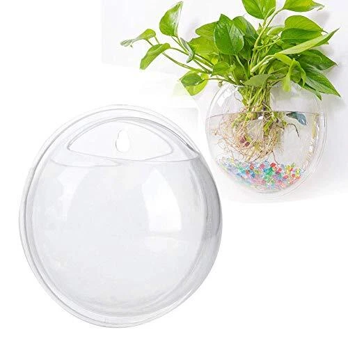 Wall Mount Fish Bowl Acrylic Transparent Hanging Fish Tank Vase Aquarium Plant P