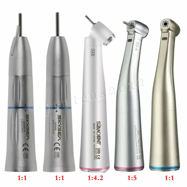 Dental 1:1 1:5 1:4.2 LED Fiber Optic Contra Angle/Straight Handpiece UK mm