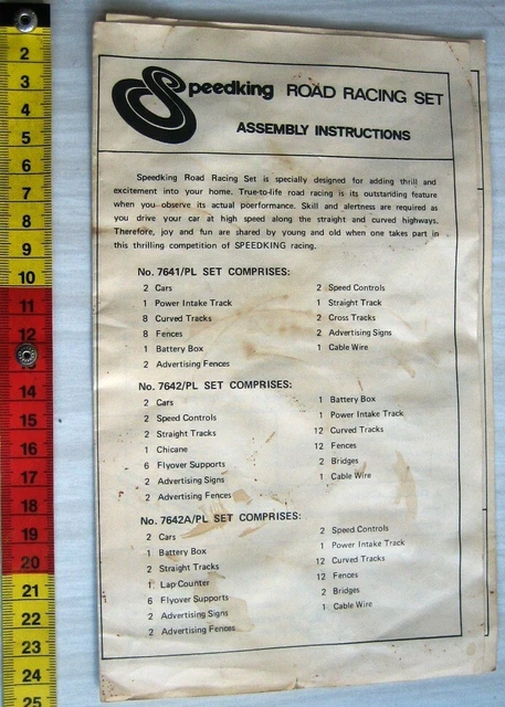 Grand Racing Speedking Paper Assembly Instructions for 4.5" slot car road racing