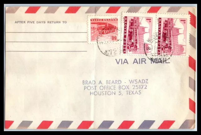 1958 HUNGARY Air Mail Cover - to Houston, Texas USA K2