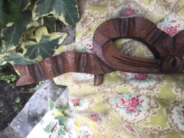 ANCIEN FRONTON EN BOIS SCULPTÉ « NOEUD » XIX Ème NAPOLEON III / SHABBY CHIC RARE 4