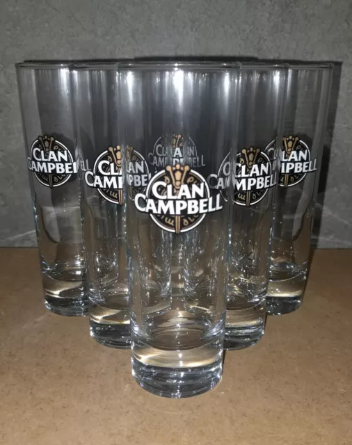 6 Verres Whisky Clan Campbell 22Cl Tubos Neufs, Logo Black