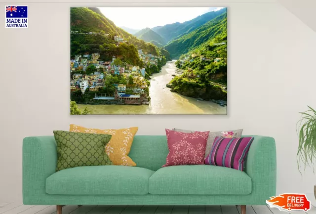 Alakananda River Village View Wall Canvas Home Decor Australian Made Quality