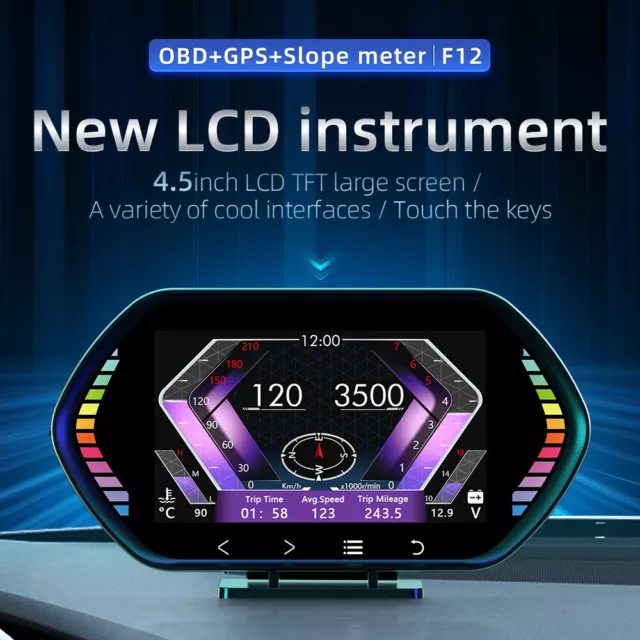 OBD2 Gauge Display, Multi-Data Smart Gauge, Car Inclinometer, GPS  Speedometer, Boost Gauge, RPM Meter, Car Head-Up Display, Automotive Trip  Smart OBD