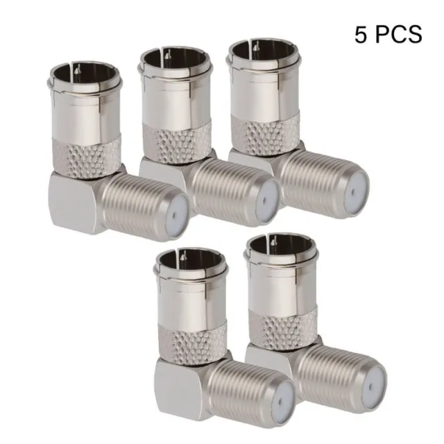 5Pcs Right Angle F Type Coax Adapter Screw On Male to Female 90 Degree Connector