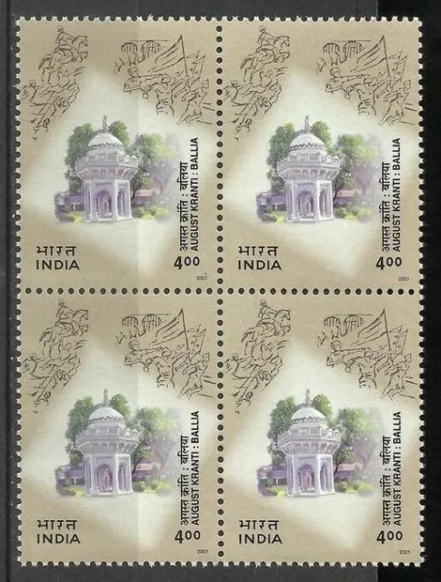 Indischem 2001 Briefmarke August Kranti: Ballia (Revolution, Monuments) Block 4