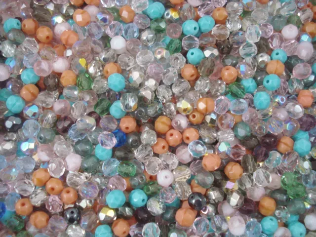 Czech Fire Polished 6mm Faceted Glass Beads 75pc Mix Jewellery FREE POSTAGE