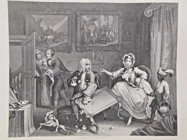 Harlot's Progress 2; Streitigkeiten mit Beschützer - c1870 - William Hogarth Gravur