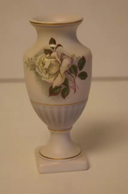 A Lovely Flora Gouda Holland Small Vase With Rose Design,Numbered And Signed.