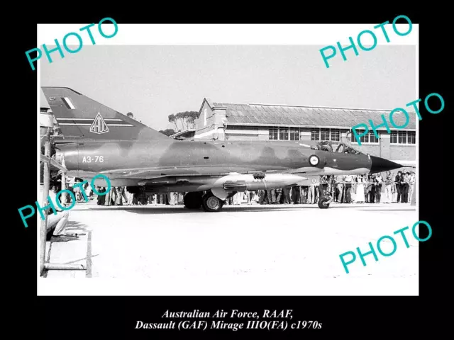 HISTORIC AVIATION PHOTO OF RAAF AUSTRALIAN AIR FORCE DASSAULT MIRAGE JET c1970s