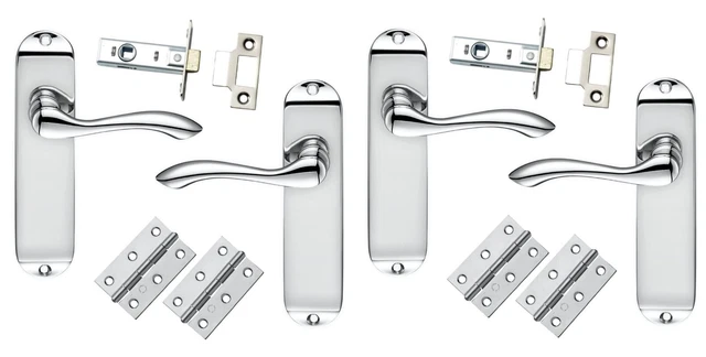 Harrymore 2 X Lever Latch Handle Sets Polished Chrome, Inc Hinges & locks