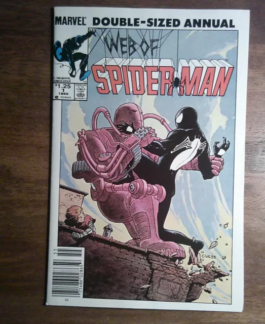 Web Of Spiderman #1 Double-Sized Annual Black Suit Marvel Comics 1985