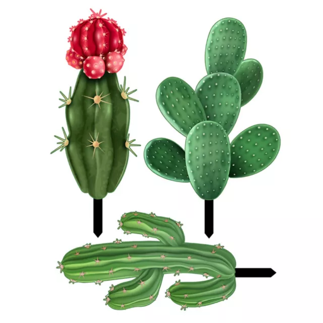 3 Pcs Acryl Kaktus-Karte Außendekoration Hofschmuck Für Den Garten