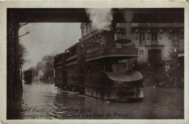 CPA AK PARIS Les Inondations 1910 Tramway Quai de Passy (579203)