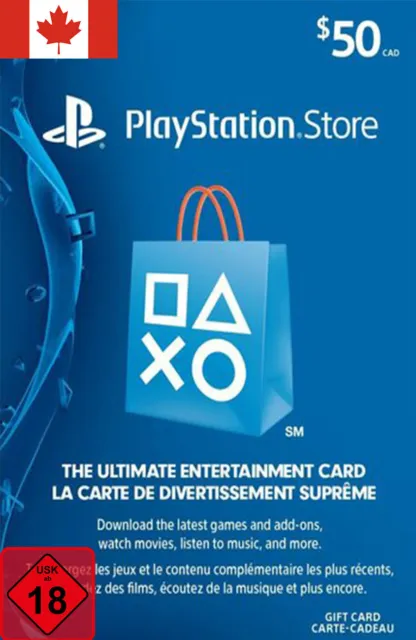PSN Card 50 CAD - PlayStation PS5/PS4/PS3 Guthaben Digital Code - Nur Kanada/CA