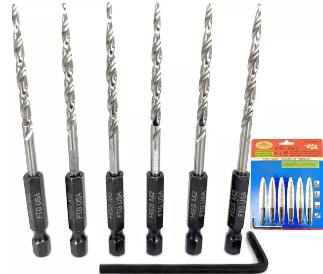 Replacement Tapered Countersink Drill Bit Set 6 Pc 6 9/64 Countersink Bit Sam