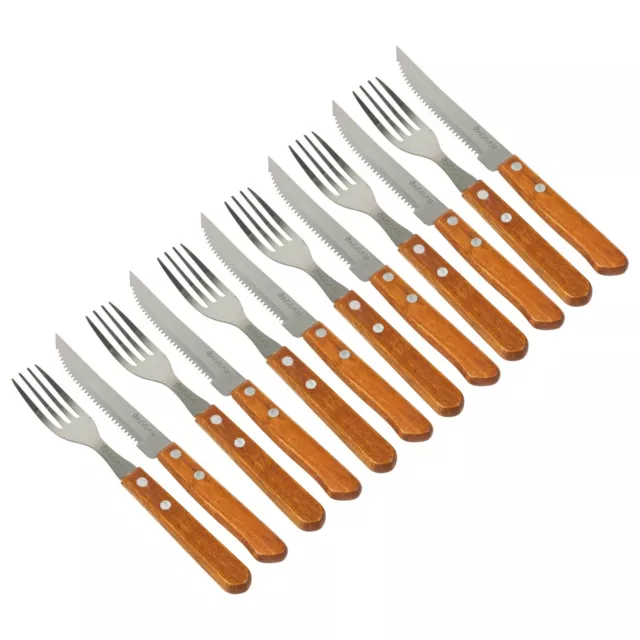 12 Piece Stainless Steel Carving Steak Knives and Forks 6 Person Cutlery Set