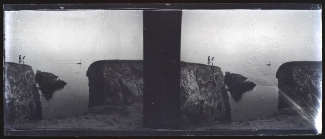 FRANCE Paysage rocheux c1930 Photo NEGATIVE Originale Plaque Stereo P74L18n3